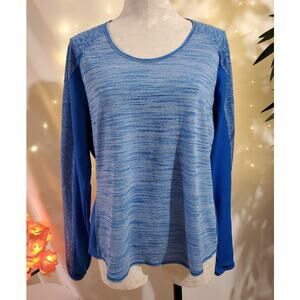 Athleta Running Wild Heathered Blue Long Sleeve Running Shirt Womens Size XL
